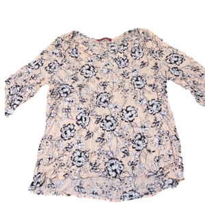 Rose and Thyme Pink Floral 3/4 Sleeve Blouse